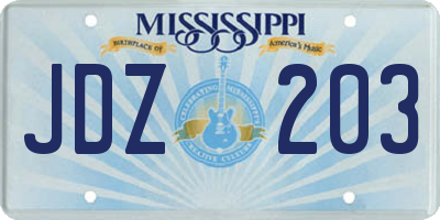 MS license plate JDZ203