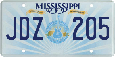 MS license plate JDZ205