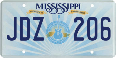 MS license plate JDZ206