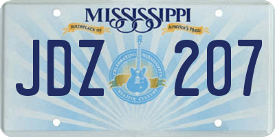 MS license plate JDZ207
