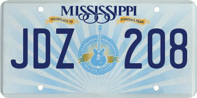 MS license plate JDZ208