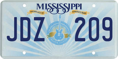 MS license plate JDZ209