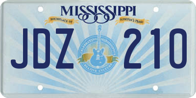 MS license plate JDZ210