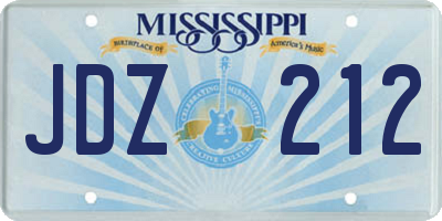 MS license plate JDZ212