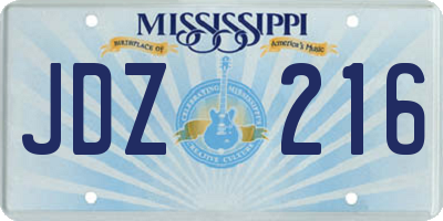 MS license plate JDZ216