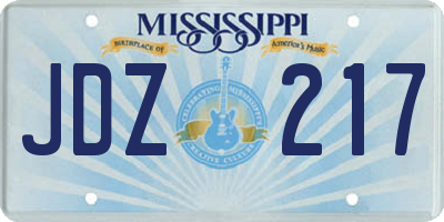 MS license plate JDZ217