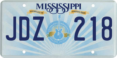 MS license plate JDZ218