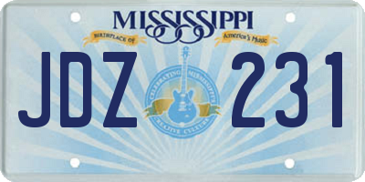 MS license plate JDZ231