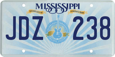 MS license plate JDZ238