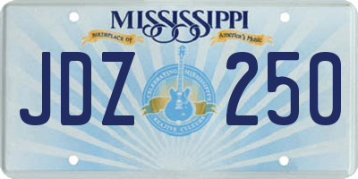 MS license plate JDZ250