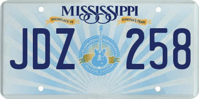 MS license plate JDZ258