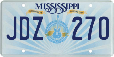 MS license plate JDZ270