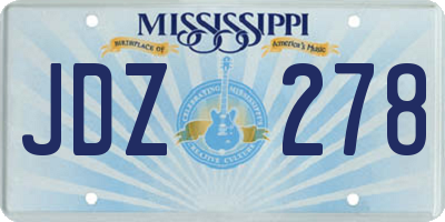 MS license plate JDZ278