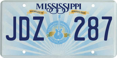 MS license plate JDZ287
