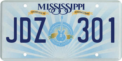 MS license plate JDZ301