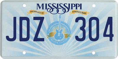 MS license plate JDZ304