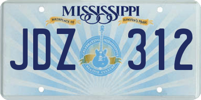 MS license plate JDZ312