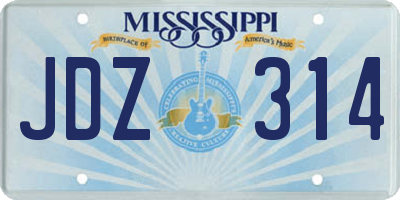 MS license plate JDZ314