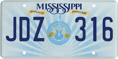 MS license plate JDZ316