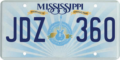 MS license plate JDZ360
