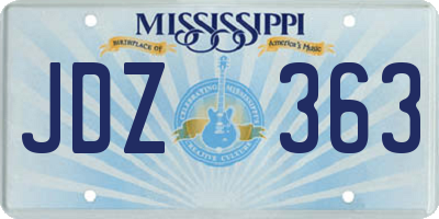 MS license plate JDZ363
