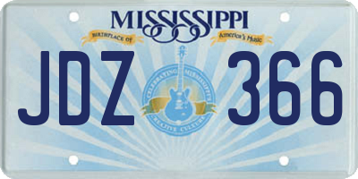 MS license plate JDZ366