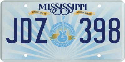 MS license plate JDZ398