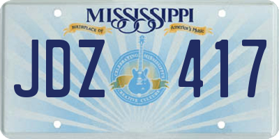 MS license plate JDZ417