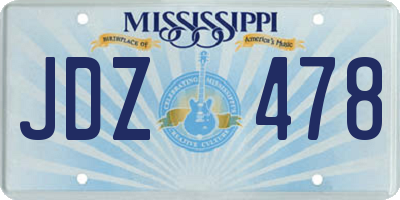 MS license plate JDZ478