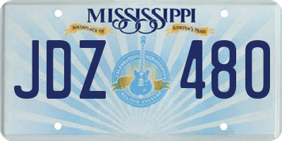 MS license plate JDZ480
