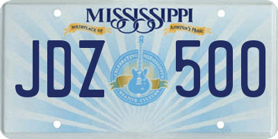 MS license plate JDZ500