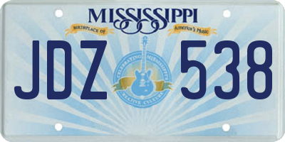 MS license plate JDZ538