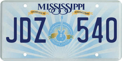 MS license plate JDZ540
