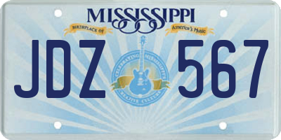 MS license plate JDZ567