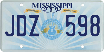 MS license plate JDZ598