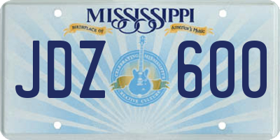 MS license plate JDZ600