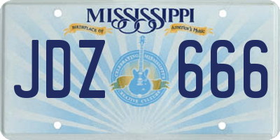 MS license plate JDZ666