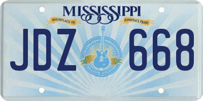 MS license plate JDZ668