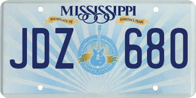 MS license plate JDZ680