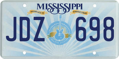 MS license plate JDZ698