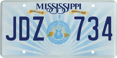 MS license plate JDZ734