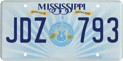MS license plate JDZ793
