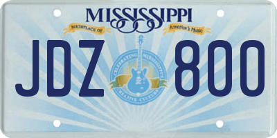 MS license plate JDZ800