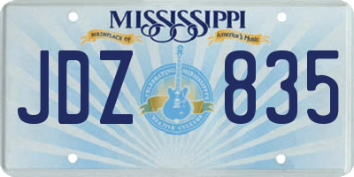 MS license plate JDZ835
