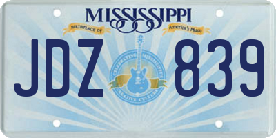 MS license plate JDZ839