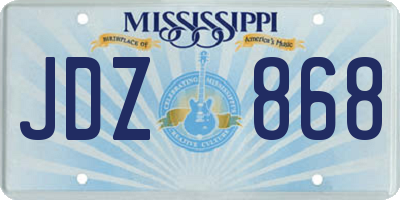 MS license plate JDZ868