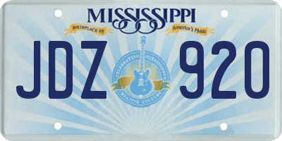 MS license plate JDZ920