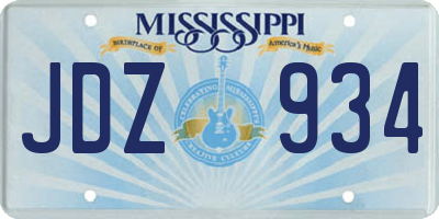 MS license plate JDZ934