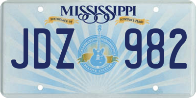 MS license plate JDZ982