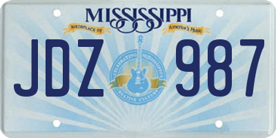 MS license plate JDZ987